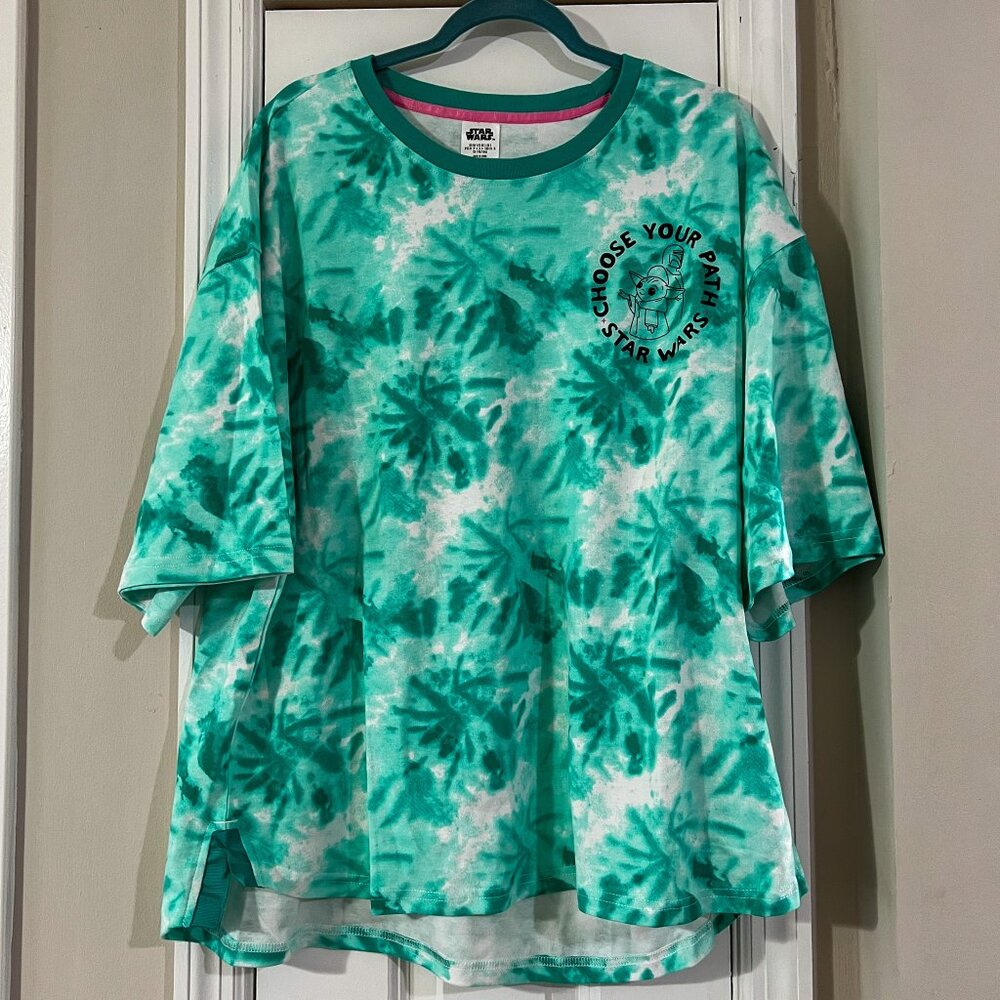 NEW Disney Star Wars Grogu Mandalorian Tie Dye T-Shirt Green